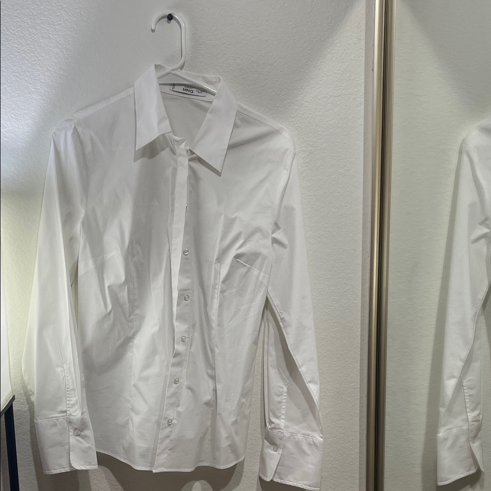 Mango Classic White Button Down Shirt
